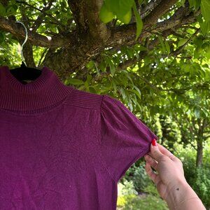 Magenta Knit Peplum Top with Gold Buckle Detail | Feminine & Chic